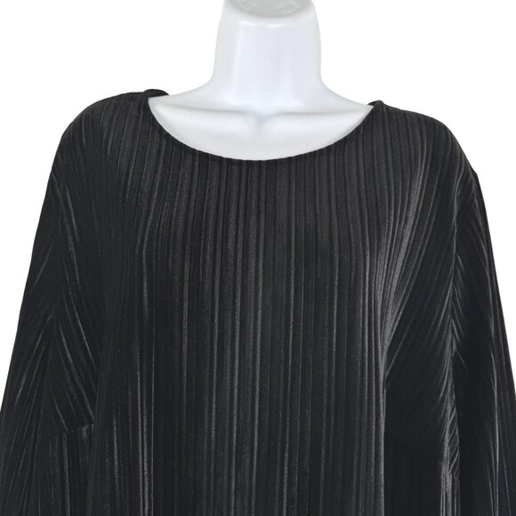 J. Jill‎ Wearever Collection Velvet Top 2X Black Ribbed Long Sleeve TP-3226 - Picture 3 of 7